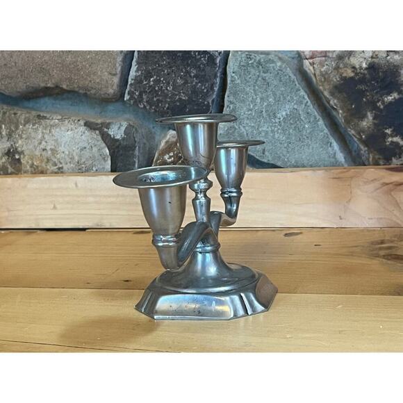 Vintage 3 candle stick holder Candelabra. Silver tone. Table Decor Piece! - Picture 4 of 7